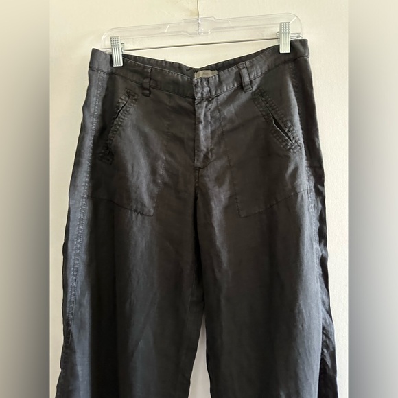 NWT JOIE Black Designer Linen Hampton Med-Low Rise Fitted Hips Wide Leg Pants - Picture 4 of 9